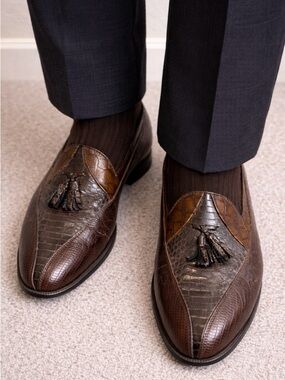 Vintage Stacy Adams Genuine Snake Tassel Loafers | Size 13